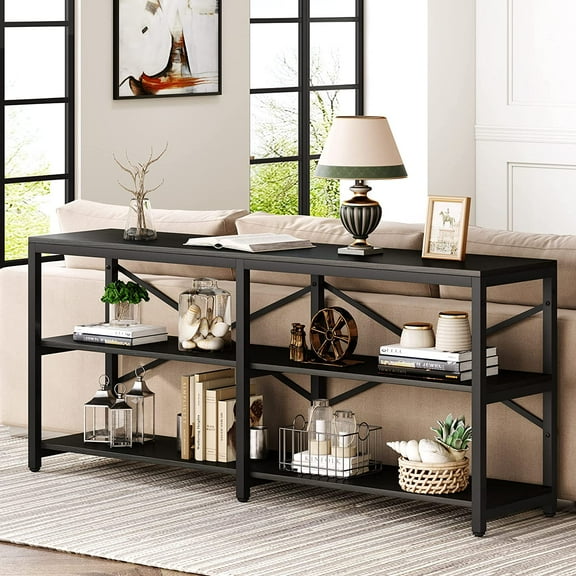 Tribesigns 70.9" Console Sofa Table Behind Couch Table, 3 Tier Modern Hallway Entryway Table with Storage Shelves