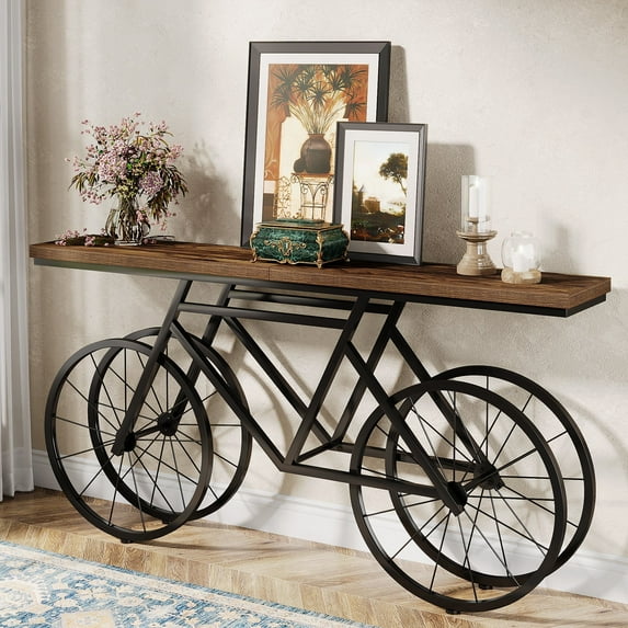 Finmind 70.9" Console Table, Extra Long Sofa Table with Bicycle Base