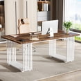 thumbnail image 1 of Tribesigns 70.9" Executive Office Desk, Modern Conference Desk with Metal Frame, Walnut, 1 of 6