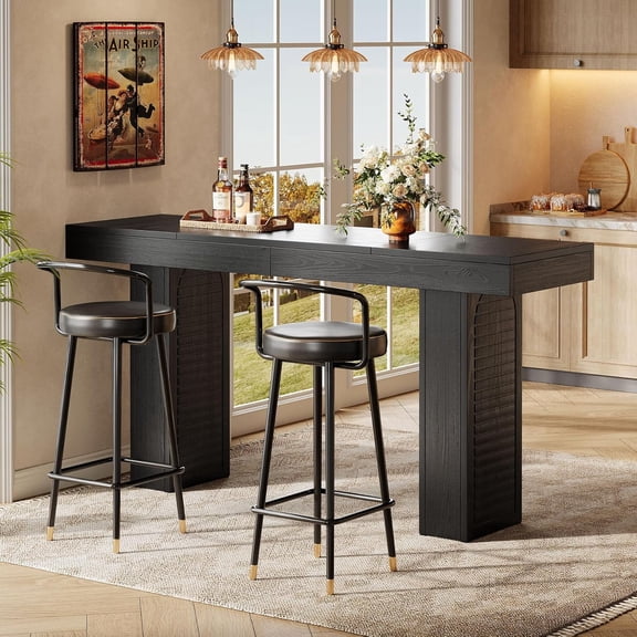 Tribesigns 70.9" Extra Long Bar Table, Counter Height Pub Table, Kitchen Island, Bistro, Black