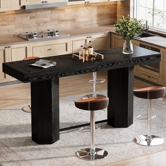 Tribesigns 70.9" Extra Long Bar Table, Industrial Counter Height Table with Metal Footrest for Kitchen Dining Room, Pub