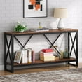 thumbnail image 1 of Finmind 70.9" Extra Long Console Table: Industrial & Rustic Sofa Table with Open Shelf, Rustic Brown, 1 of 7