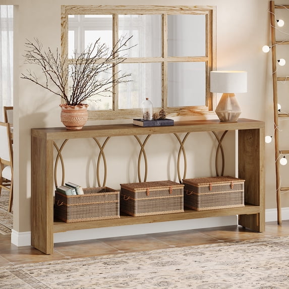 Tribesigns 70.9" Extra Long Entryway Console Table with Storage, 2-Tier Farmhouse Sofa Table