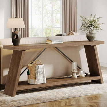 Tribesigns 70.9" Extra Long Sofa Table, Wood Console Table Behind Couch for Living Room, Natural