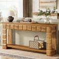 thumbnail image 1 of Finmind 70.9" Farmhouse 2-Tier Console Table, Extra Long Entryway Table with Storage, Narrow Wood Sofa Table, Perfect for Living Room, Hallway, Oak Brown, 1 of 7