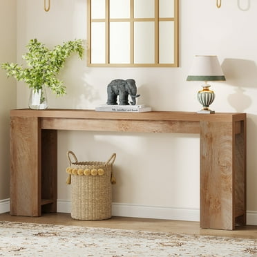 Tribesigns 70.9" Farmhouse Console Table, Wood Sofa Table Behind Couch, Narrow Long Entryway Table for Hallway, Light Oak Brown