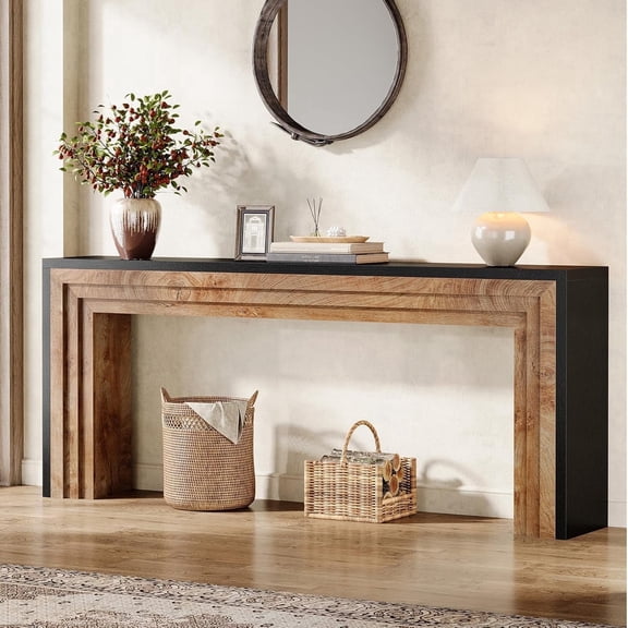 Tribesigns 70.9" Farmhouse Long Console Table, Wood Sofa Table Behind Couch, Natural