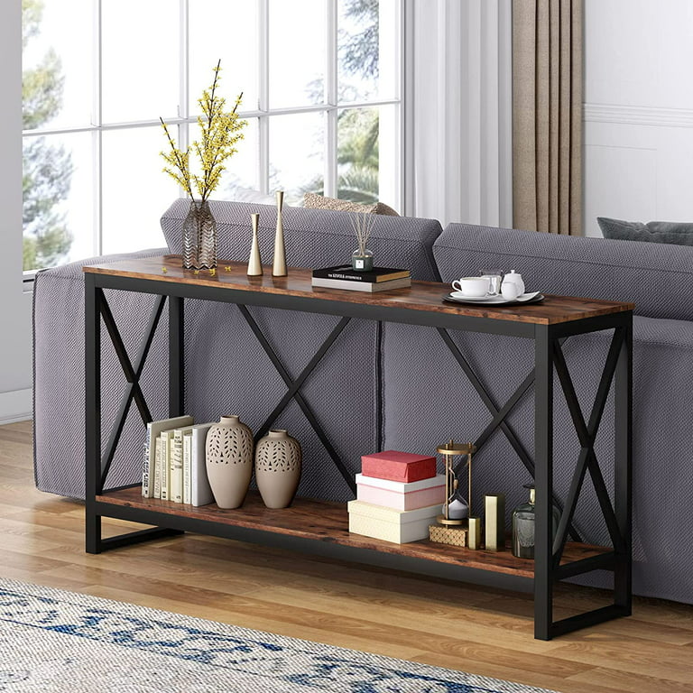 Tribesigns 70.9 Inch Console Table, Industrial Extra Long Sofa Table Entry  Table With Open Storage Shelf, 2-Tier Narrow Behind Couch Table  Entryway/Hallway Table For Living Room (Rustic Brown) - Walmart.Com