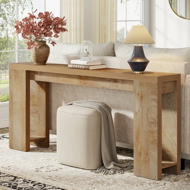 Tribesigns 70.9-Inch Console Table, Farmhouse Narrow Wood Sofa Table Behind Couch, Light Oak Brown