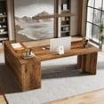 thumbnail image 1 of Tribesigns 70.9-Inch Executive Desk, L-Shaped Desk with 55.1-Inch Storage Cabinet, Mid-Century Farmhouse Office Desk Computer Desk, 1 of 5