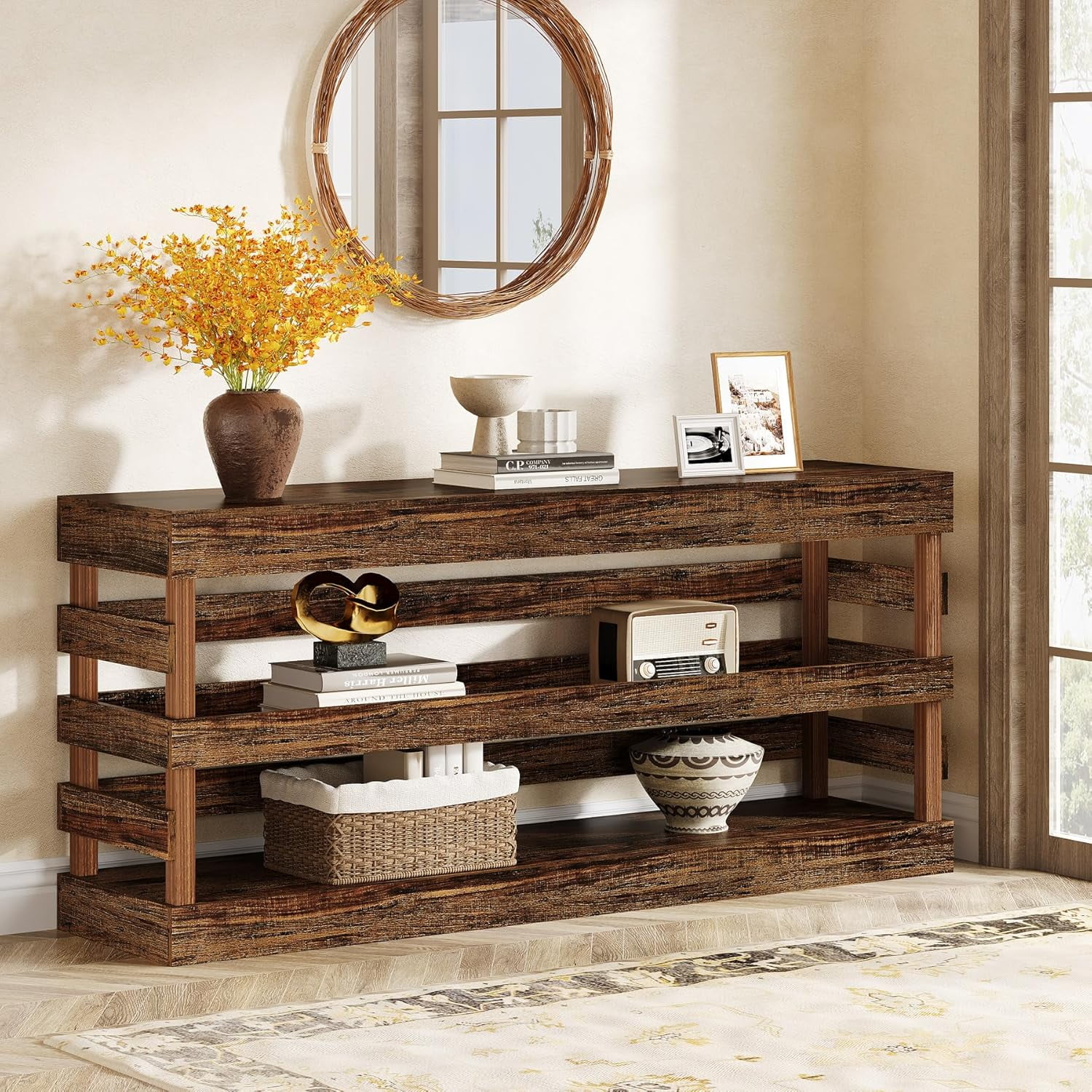 Tribesigns 70.9" Extra Long Console Table - Narrow Entryway Table, Farmhouse Style, For Behind Couch