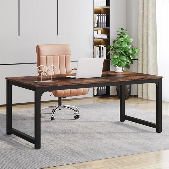 Tribesigns 70.9 Inch Large Computer Table, Modern Sturdy Writing Desk for Home Office, Rustic Brown