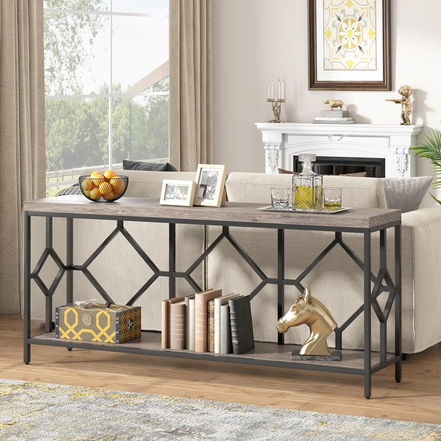 Tribesigns 70.9 Inches Extra Long Sofa Table, 2-Tier Console Table with