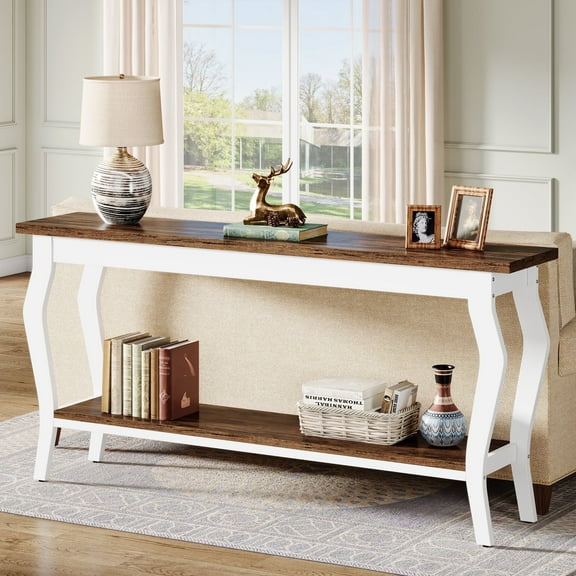 Tribesigns 70.9 Inches Extra Long Sofa Table Behind Couch, 2-Tier Entry Table for Hallway, Brown