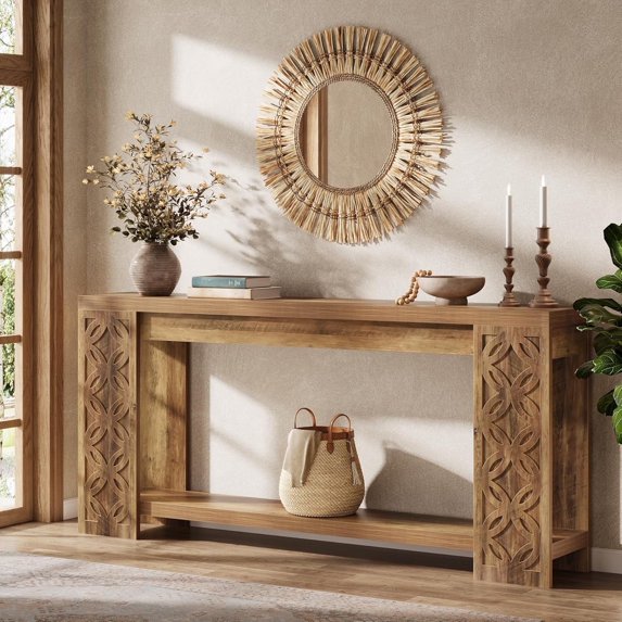 Tribesigns 70.9" Long Console Table with Storage, Narrow Wooden Entryway Table, Farmhouse Sofa Table Behind Couch
