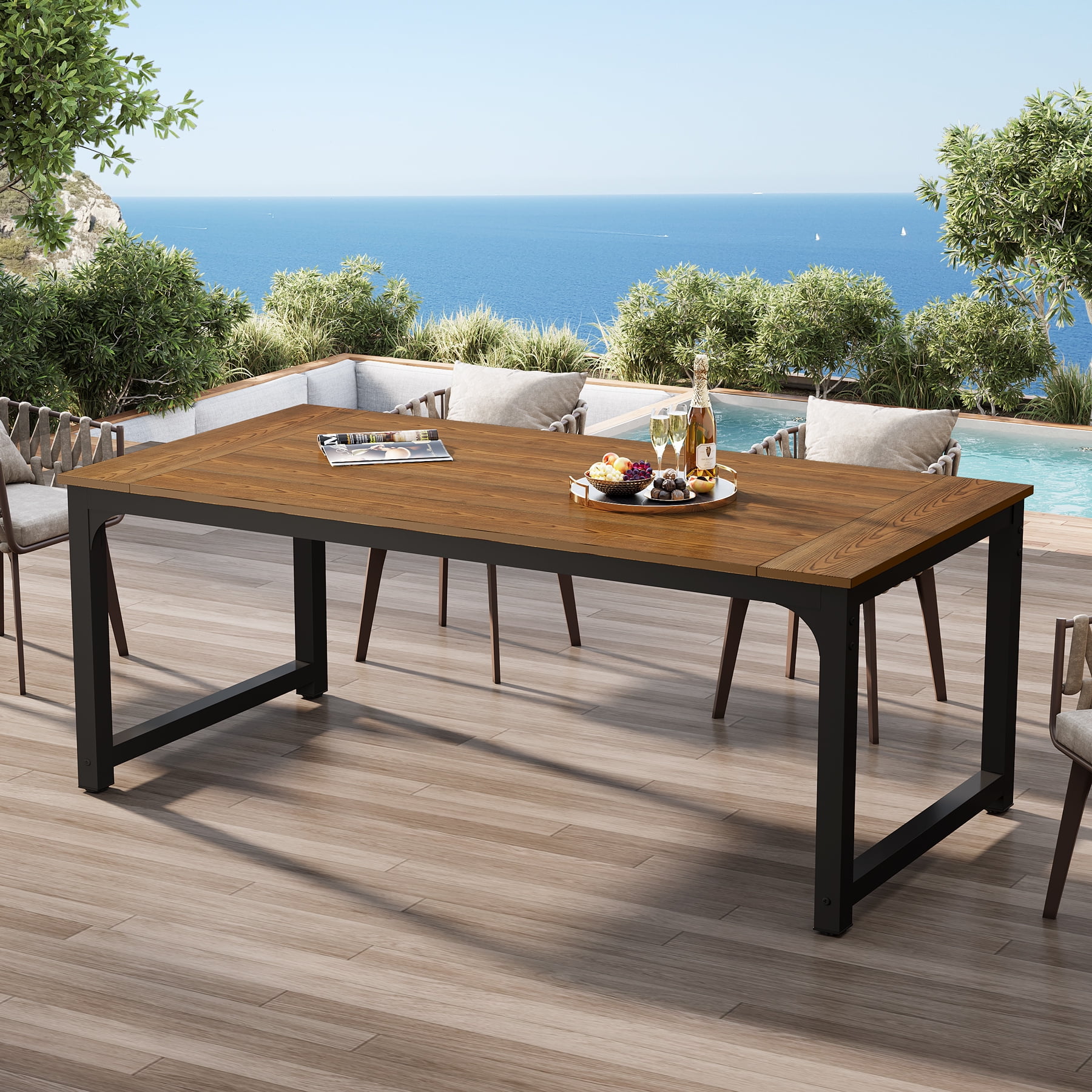 Tribesigns 70.9" Outdoor Dining Table, 68 Person Dining Table with WPC