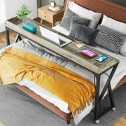 Tribesigns 70.9" Overbed Table with Tilt Board, AC Outlets & USB Ports, Gray