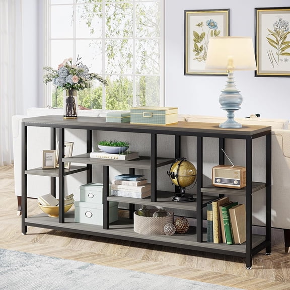 Tribesigns 70.9" Sofa Table Behind Couch, Wood Entryway Table for Living Room, Gray