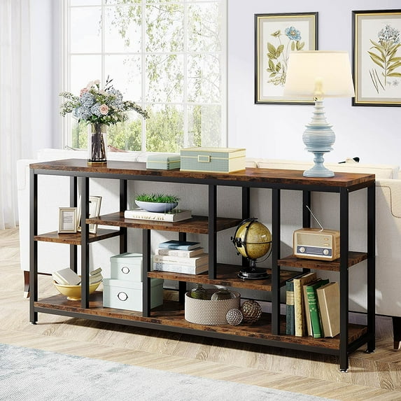 Tribesigns 70.9" Sofa Table Behind Couch, Wood Entryway Table for Living Room, Rustic Brown