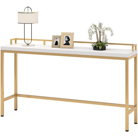 Tribesigns 70.9 inch Extra Long Console Table Behind Sofa Couch, Narrow Long Entryway Table (White+Gold)