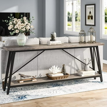Tribesigns 70.9 inch Long Sofa Table Behind Couch, Industrial Entry Console Table for Hallway, Entryway, Light Gray