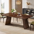 thumbnail image 1 of Finmind 70-Inch Farmhouse Wooden Kitchen Table, Rectangular Dining Table for 6-8 People with Large Tabletop - Walnut Brown, 1 of 7