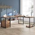 thumbnail image 1 of Tribesigns 70 Inch Modern L-Shaped Desk with Bookcase and Cabinet, L Shapes Computer Desk Study Table Super Sturdy Workstation with Drawers for Home Office with Hutch, 1 of 6