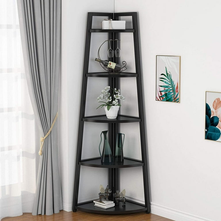 Black corner sales shelving unit