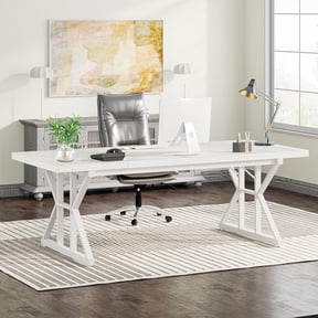 Tribesigns 71" Executive Desk, Large Computer Desk Study Writing Table for Home Office (White)