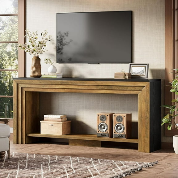 Tribesigns 71" Extra Long Sofa Table, Farmhouse Narrow Console Table with Storage, 2-Tier Behind The Couch for Living Room