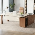 thumbnail image 1 of Tribesigns 71-Inch Executive Desk, L-Shaped Desk with Cabinet, Large Office Desk with Storage Shelves, Writing Table Desk Business Furniture Set for Home Office, 1 of 9