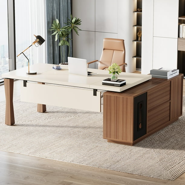 エルムンドページ イス Tribesigns 71-Inch Executive Desk, L-Shaped Desk with Cabinet