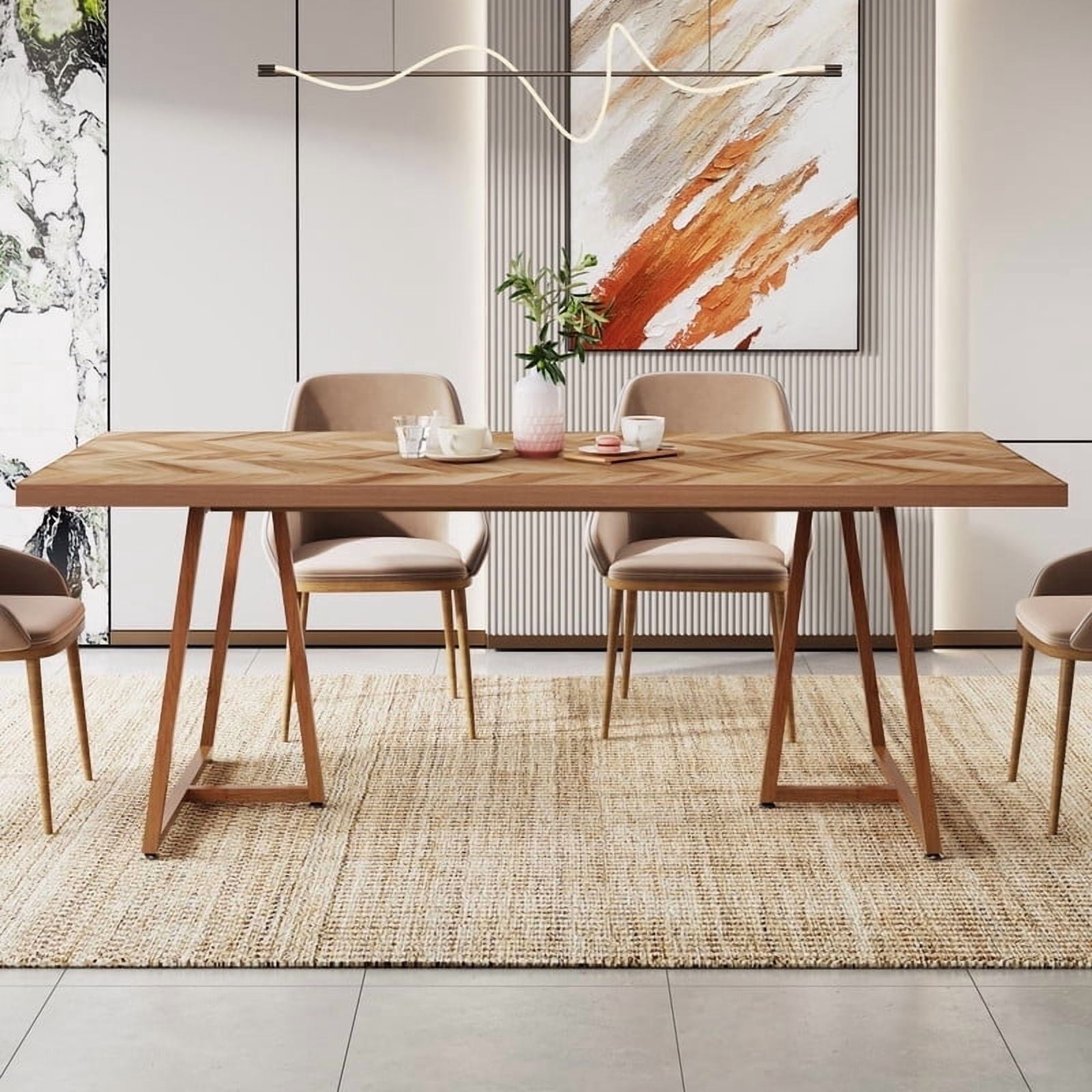 Tribesigns 71 Inch Farmhouse Dining Table for 4 to 6, Rectangular Wood ...