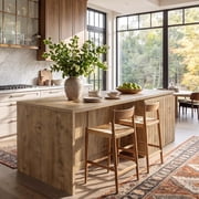 Tribesigns 71 Inch Stationery Kitchen Island with Double Door Storage Cabinet, 35.4" Bar Table with Inner Shelves, Brown