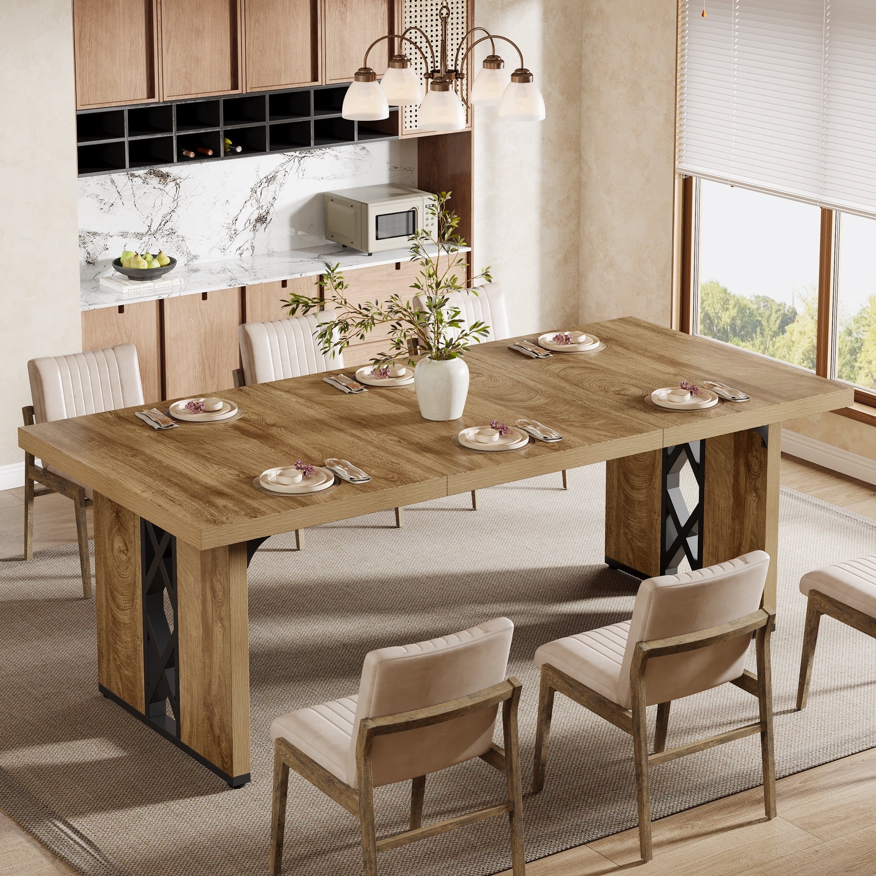 Tribesigns 71" Modern Industrial Dining Table for 6-8 People, Large ...