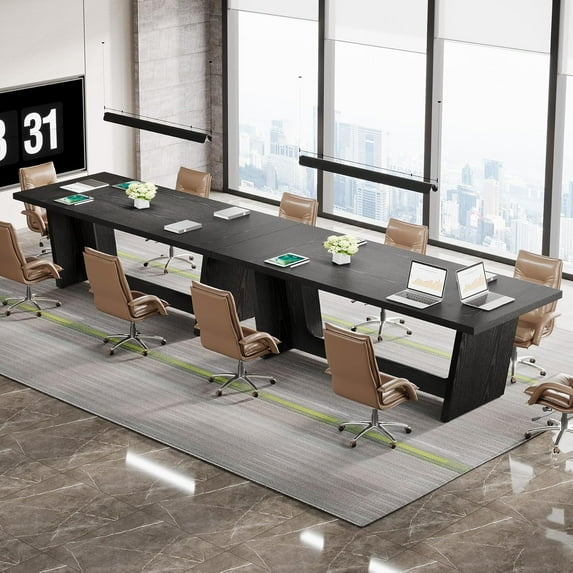 Tribesigns 71” Rectangular Conference Table, 6FT Executive Meeting Table for Office, Black(2PC)