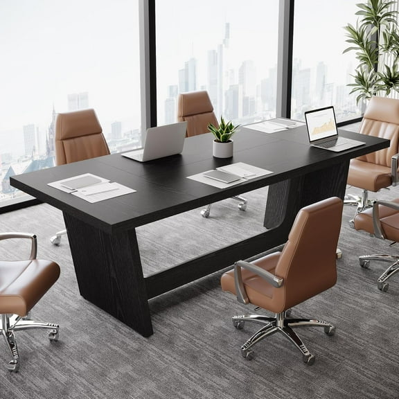 Tribesigns 71” Rectangular Conference Table, 6FT Executive Meeting Table for Office, Black