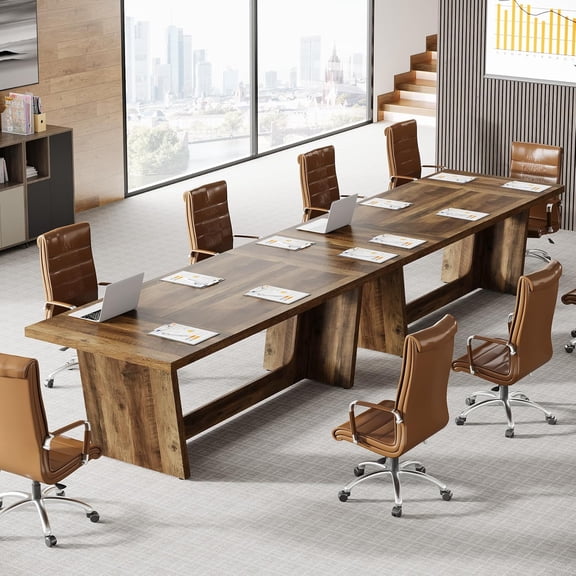 Tribesigns 71” Rectangular Conference Table, 6FT Executive Meeting Table for Office, Dark Brown(2PC)