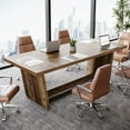 thumbnail image 1 of Tribesigns 71” Rectangular Conference Table, 6FT Executive Meeting Table for Office, Dark Brown, 1 of 4