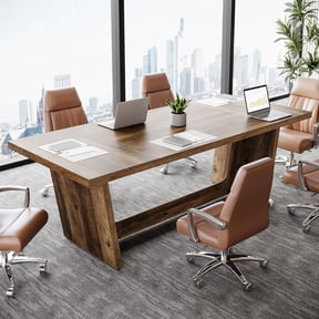 Tribesigns 71” Rectangular Conference Table, 6FT Executive Meeting Table for Office, Dark Brown