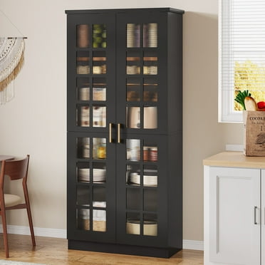 Tribesigns 71" Tall Storage Cabinet with Doors, Kitchen Pantry Cabinet with Adjustable Shelves, Black