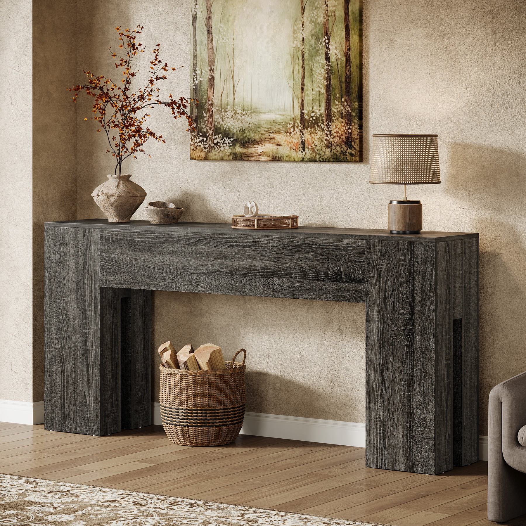 Tribesigns 71-inch Long Console Table for Entryway, Farmhouse Sofa Console Behind Couch, Entry Table for Hallway, Foyer, Living Room, Gray