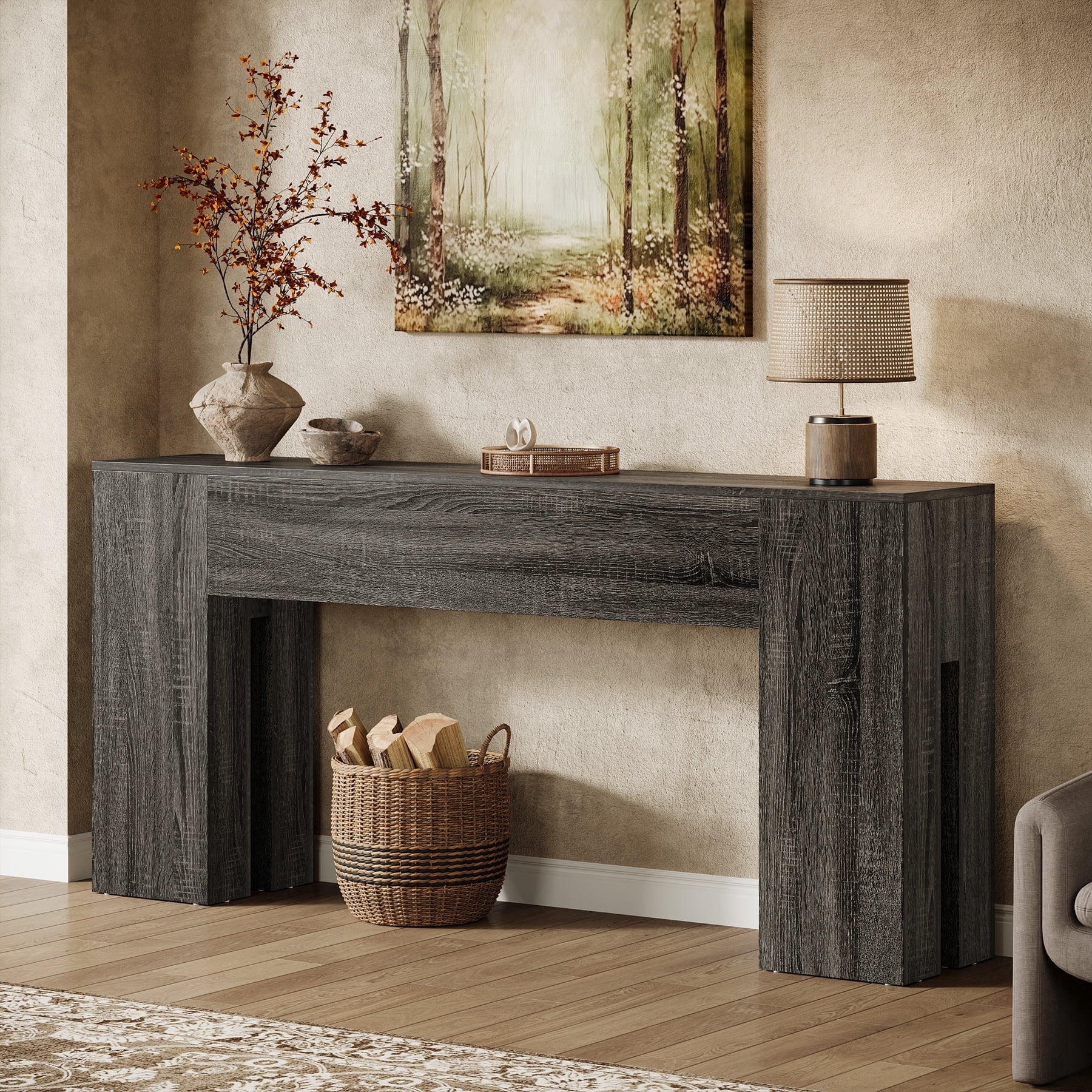 Tribesigns 71-inch Long Console Table for Entryway, Farmhouse Sofa Console Behind Couch, Entry Table for Hallway, Foyer, Living Room, Gray