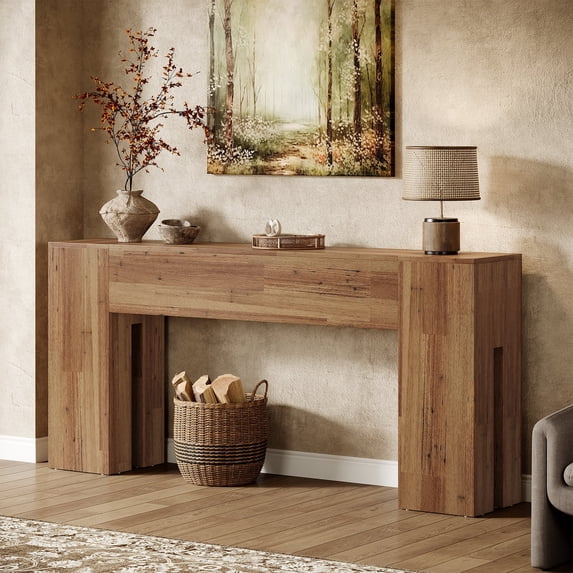 Tribesigns 71-inch Long Console Table for Entryway, Farmhouse Sofa Console Behind Couch, Walnut Brown