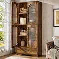 thumbnail image 1 of Tribesigns 72" Tall Bookcase with Drawer, Wooden Bookshelf with Doors and Adjustable Shelves for Living Room, 1 of 7