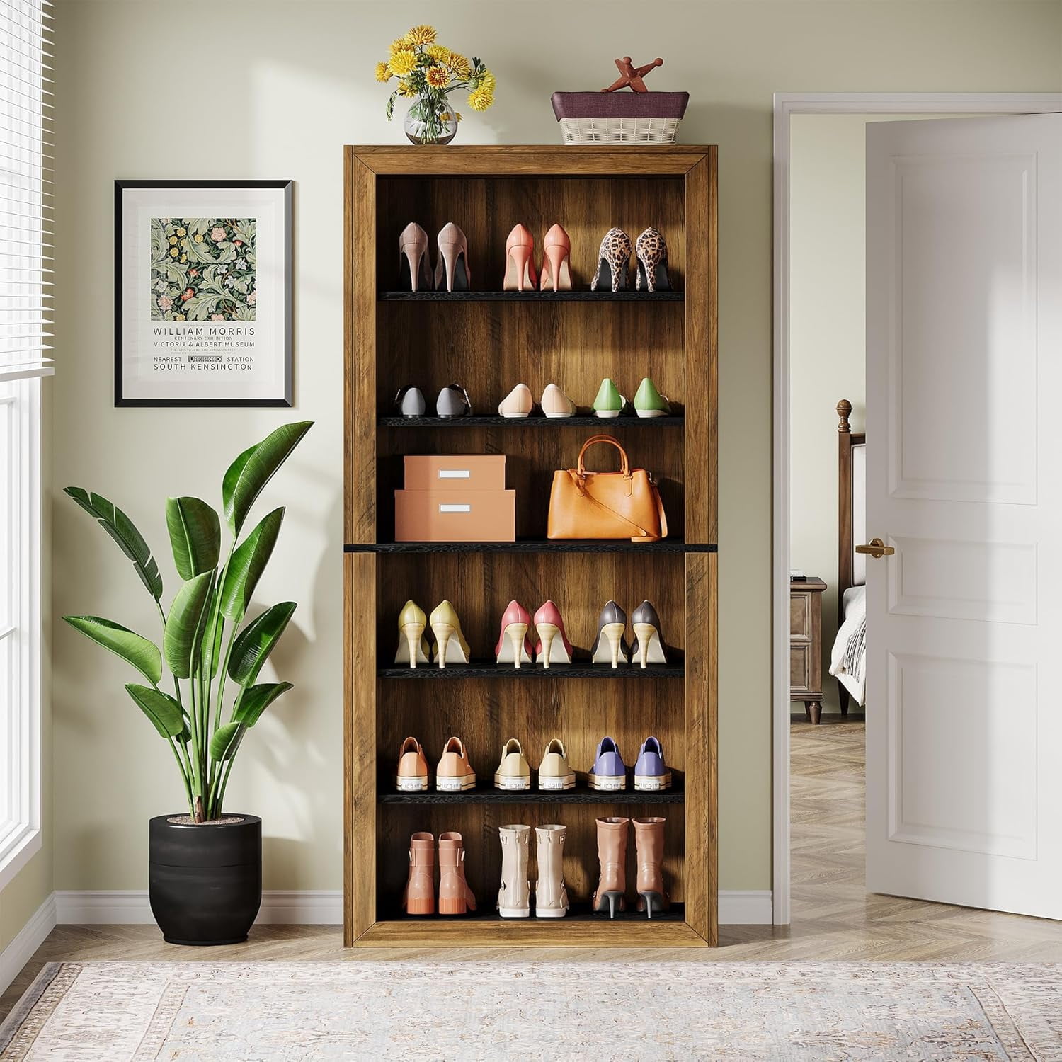 View of Tribesigns 74.4'' Tall Shoe Cabinet, 7-Tier Freestanding Shoe Storage ...