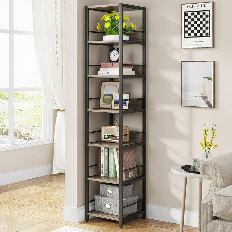 Narrow bookcase with hot sale storage