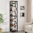 thumbnail image 1 of Tribesigns 75 inches Tall Bookshelf, Narrow Bookcase Skinny Open Storage Display Rack for Home Office, Brown, 1 of 6