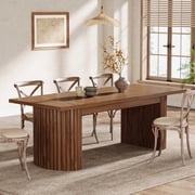 Tribesigns 78.7" Extra Long Dining Table for 6-8 People, Large Farmhouse Kitchen Table with Wooden Tabletop and Dual Base, Rustic Style Rectangular Dinner Table for Dining Room, Kitchen, Living Room