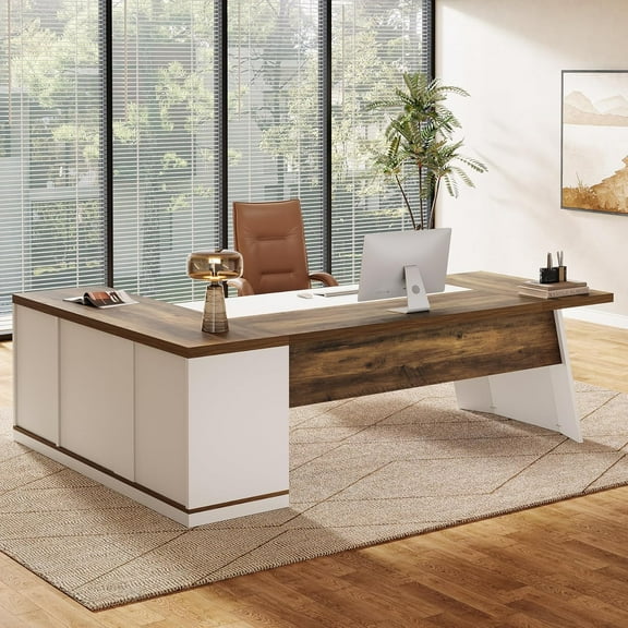 Tribesigns 78.7 Inch L-Shaped Desk, Modern Office Desk Executive Desk with Cabinet, Large Computer Table with Drawers for Home Office